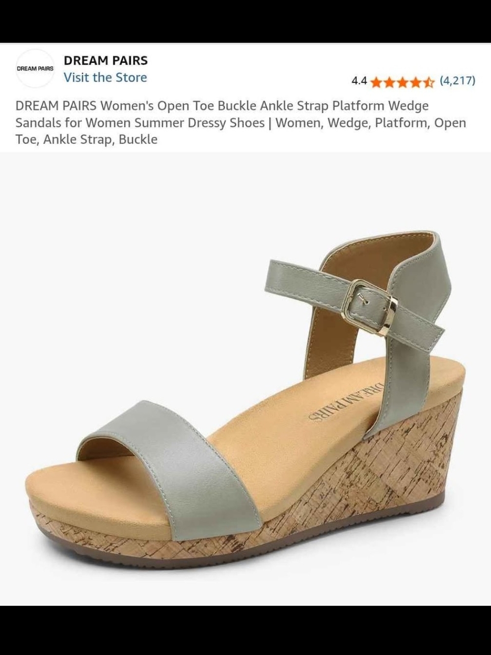 DREAM PAIRS Sage Open-Toe Ankle Strap Cork Wedge Sandals